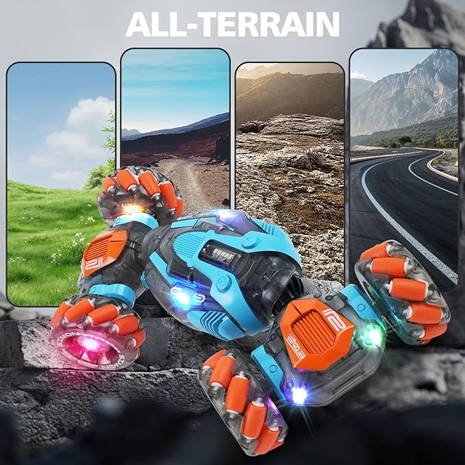 MagicKidz Gesture Sensing RC Stunt Car for Kids - Birthday Gifts for Boys 5 6 7 8 9 10 11 12 Year Old 2.4Ghz Remote Control Twist Vehicle Toy with Lights &amp Music 4WD Off-Road