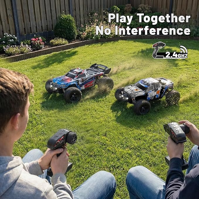 RC Cars 1:18 4x4 High Speed Monster Truck for Kids and Adults 36 km/h Off Road Remote Control Vehicle Waterproof RC Truck with Metal Drivetrain &amp Metal CVD 2 Batteries All Terrain RC Toys Gift