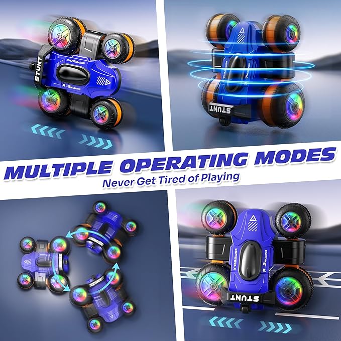 High Speed Remote Control Drift Car for Kids 360 Degree Rotating Deformation Stunt RC Cars for Boys and Girls Ages 3-16 4WD Drift RC Stunt Car with Light for Christmas Birthday Party Gifts (Blue)