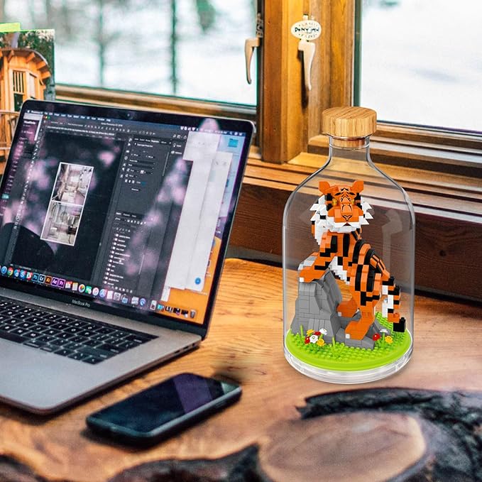 Creative Tiger Toy Building SetAdult Mini Animal Friend SetParty Favors Gift for FriendAnimal Lover Office Home Decor Tiger Building Block KitNew Year Easter Birthday Gift for Family