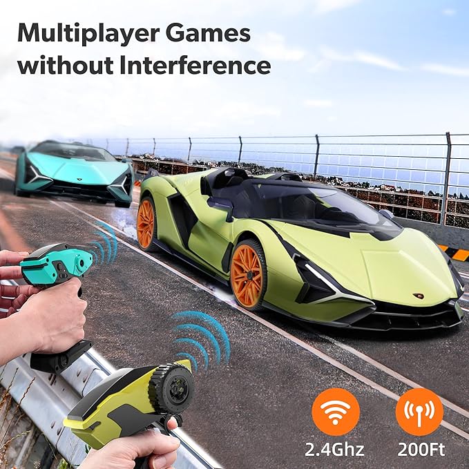 MIEBELY Lamborghini Remote Control Car 1:12 Scale Lambo Rc Cars 7.4V 900mAh Officially Licensed 12Km/h Fast Toy Car with Led Light 2.4Ghz Model Car for Adults Boys Girls Birthday Ideas Gift - Green