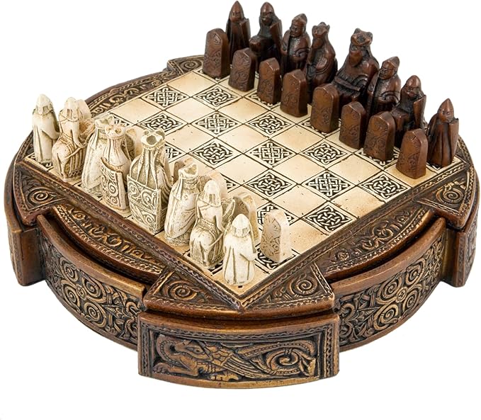 Isle of Lewis Compact Celtic Chess Set 9 Inches