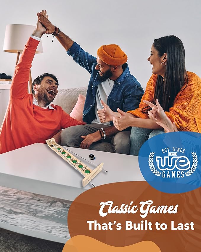 WE Games Shoot the Moon Game (10 Count) Large 18 inch Size Solid Natural Wood Retro Games for Adults Classic Table Top Board Game