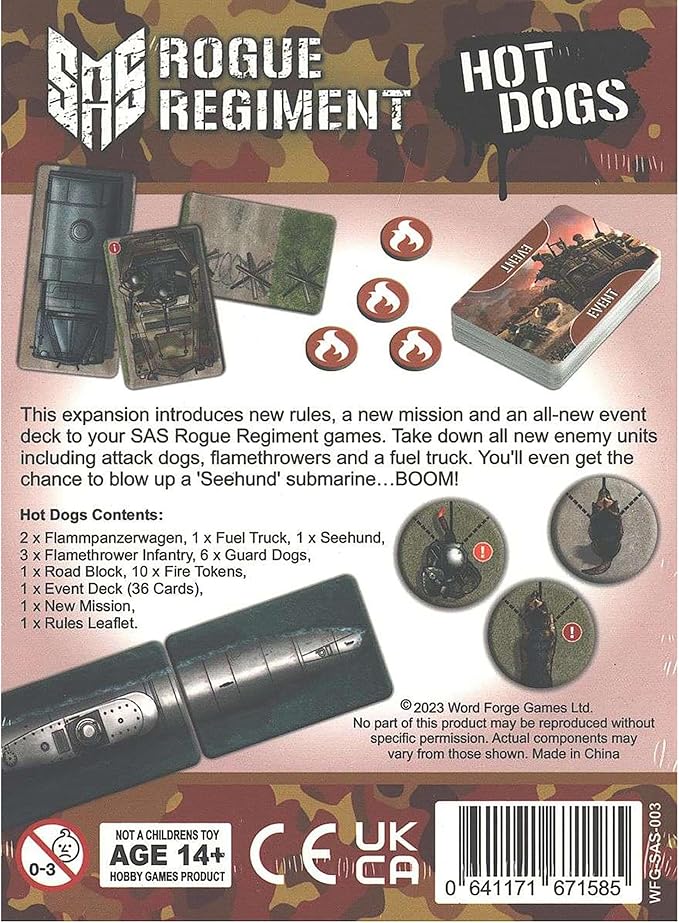 Word Forge Games: SAS Rogue Regiment - Hot Dogs Expansion - Strategy Board Game WWII Stealth Action Military Theme Ages 14+ 1-4 Players 60 Min