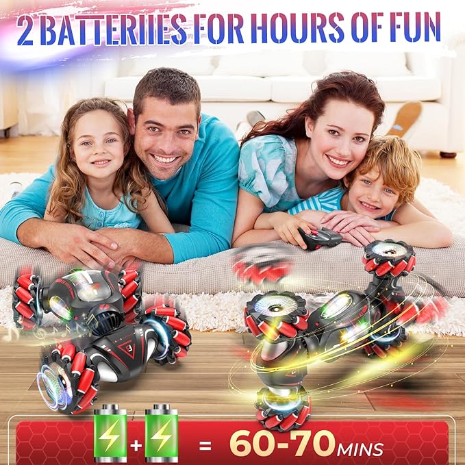 Gesture Sensing RC Stunt Car Toys for 6-12 Boys Girls Birthday Gifts for Kids 2.4Ghz 4WD Hand Controlled RC Car with Light &amp Music &amp Spray Double-Sided 360° Rotating