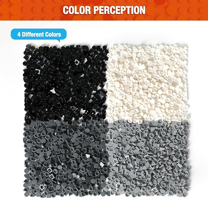 4800 Pieces Flat Parts and Pieces 4 Sizes Classic DIY Dots Expansion Set Building Bulk Studs Accessory for Smooth Surface - Compatible with All Major Brands 4 Colors