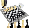 King Size Giant Chess Set with 10 Inch Pieces - Oversized Plastic Chess Game for Indoor/Outdoor Use with Waterproof Mat and Storage Box for Kids Adults Family Fun