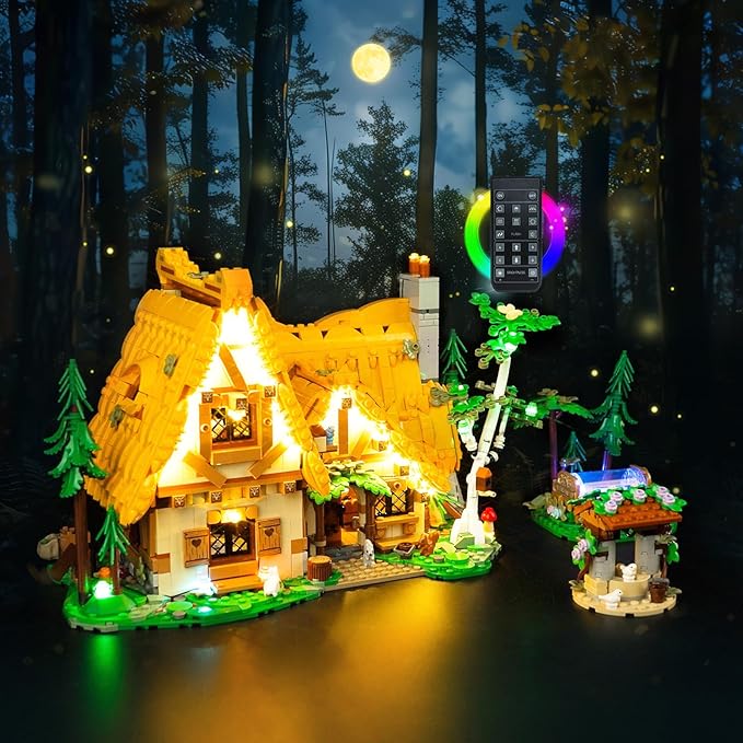 Upgraded Led Light Kit for Lego Snow White and The Seven Dwarfs' Cottage Building Set Remote Control Version Compatible with Lego 43242 (Model Not Included)