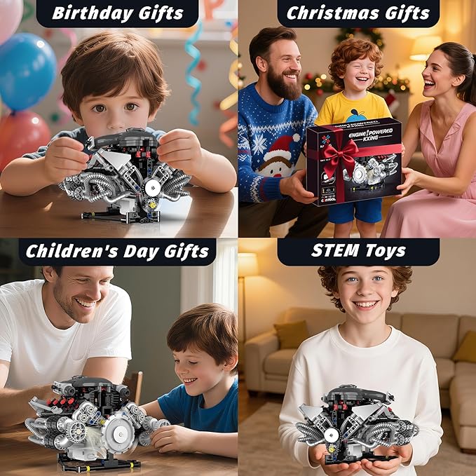 V8 Engine Model Kit that Works Visible Building Blocks Sets with APP Control Motor &amp LED Light Model Car Kits for Adults &amp Boys Kids 14+ Year Old (689 PCS)