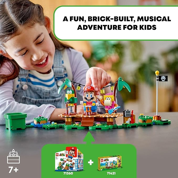 LEGO Super Mario Dixie Kong’s Jungle Jam Expansion Set 71421 Super Mario Gift Set for Boys and Girls Ages 7-9 Buildable Toy Game Featuring 2 Brick Built Super Mario Figures with Musical Accessories