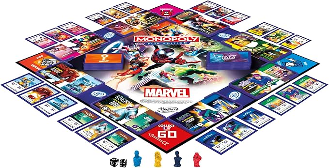 Monopoly Flip Edition: Marvel Board Game | Ages 8 and Up | 2 to 4 Players | Family Board Games for Kids Teens and Adults