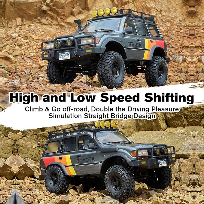 FMS 1/10 LC80 RC Crawler FCX10 Toyota RC Rock Crawler with Lighting Hobby Grade Offroad RC Car for Adults RS Need to Complete (Grey)