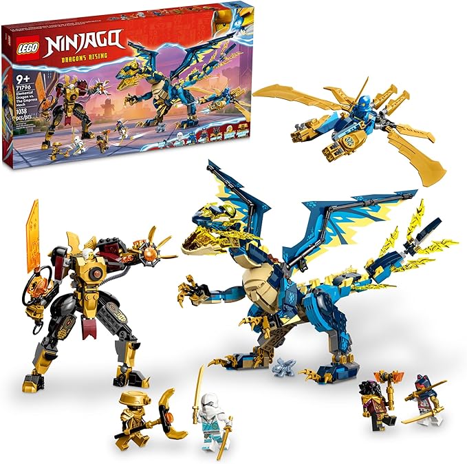 LEGO NINJAGO Elemental Dragon vs. The Empress Mech 71796 Building Toy Set Features a Dragon Mech Ninja Flyer and 6 Minifigures Gift for Boys and Girls Ages 9+ Who Love Ninja Warriors