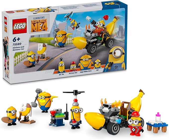 Lego Despicable Me 4 Minions and The Banana Car Playset to Despicable Me 4 Kids Toy Creative Minions Gift for Boys and Girls from 6 Years 75580