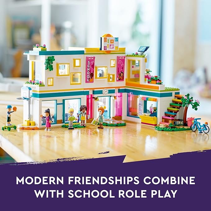 LEGO Friends Heartlake International School Playset Building Toy for Girls Boys with 5 2023 Character Mini-Dolls &amp Accessories Pretend Play School Classroom Building Kit Birthday Gift Idea 417