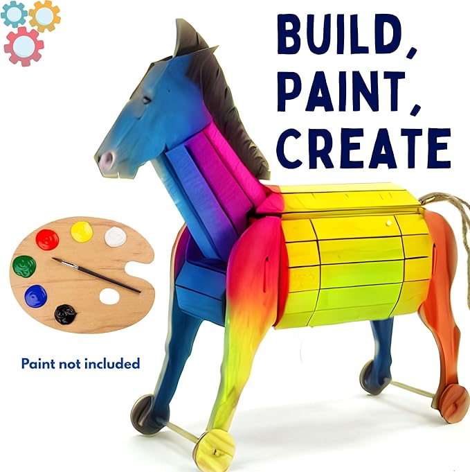 Pathfinders STEM Kit – Trojan Horse Model | DIY Wooden Craft Kit for Kids 10-14 | Girls Arts &amp Crafts STEM Gift | Ancient Greek History Project | Hands-On Educational Toy Engineering and Science