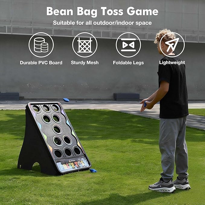 WinSpin 30x19 Prize Drop Board w/LED Light &amp 41x25 Prize Toss Bean Bag Toss Game w/ 10 Pucks &amp 5 Bean Bags for Carnival Event
