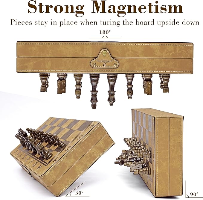15 Inch Chess Set Magnetic Chess Borad Classic Chess Game Set with Pieces Storage for Family Game Night Ideal Chiristams Gift for Families
