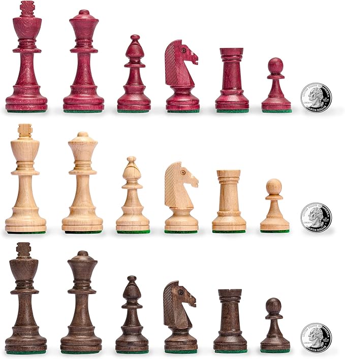 Husaria Wooden Three-Player Chess Game Set - 21 Inches - with Foldable Board Handcrafted Playing Pieces and Felt-Lined Storage