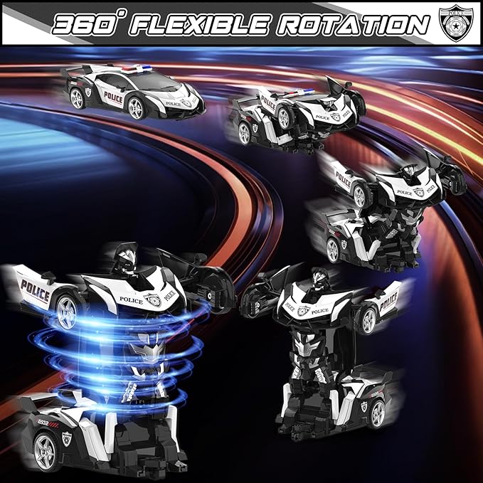 BLUEJAY Transform Rc Cars for Boys 4-7 8-12 2.4Ghz Remote Control Car 1:18 Scale Transforming Robot One-Button Deformation 360° Rotation Car Toy Gifts for Boys 3-5