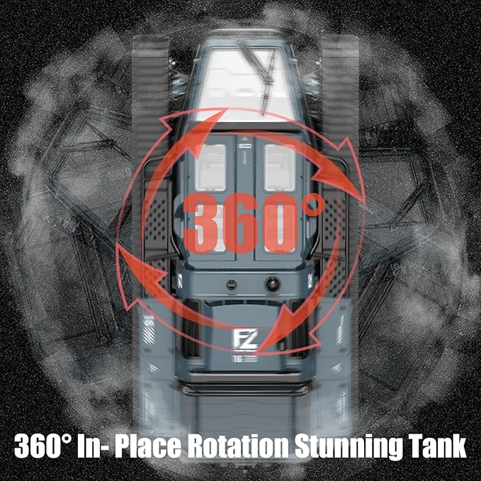 Mostop RC Tank Car 1:16 Scale 2.4Ghz Remote Control Crawler High Speed Tank Off-Road RC Tracked Vehicles 360°Rotating Drifting Car with 2 Batteries Military Truck for Kids Adults Gray