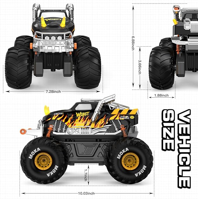 1:16 Waterproof Monster Truck Toys RC Car Amphibious rc Cars Water Blaster Trucks 60+ Min Runtime with 2 Batteries 360 Spin 4WD All Terrain Off-Road Pickup Toy for 4-12 Year Old Kids Gifts Presents