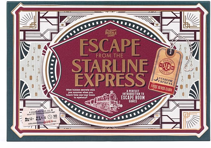Professor Puzzle: Escape from The Starline Express: 2nd Edition - Escape Room Puzzle Board Game Train Theft Mystery Ages 12+ 2+ Players 90 Min