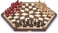Husaria Wooden Three-Player Chess Game Set - 21 Inches - with Foldable Board Handcrafted Playing Pieces and Felt-Lined Storage