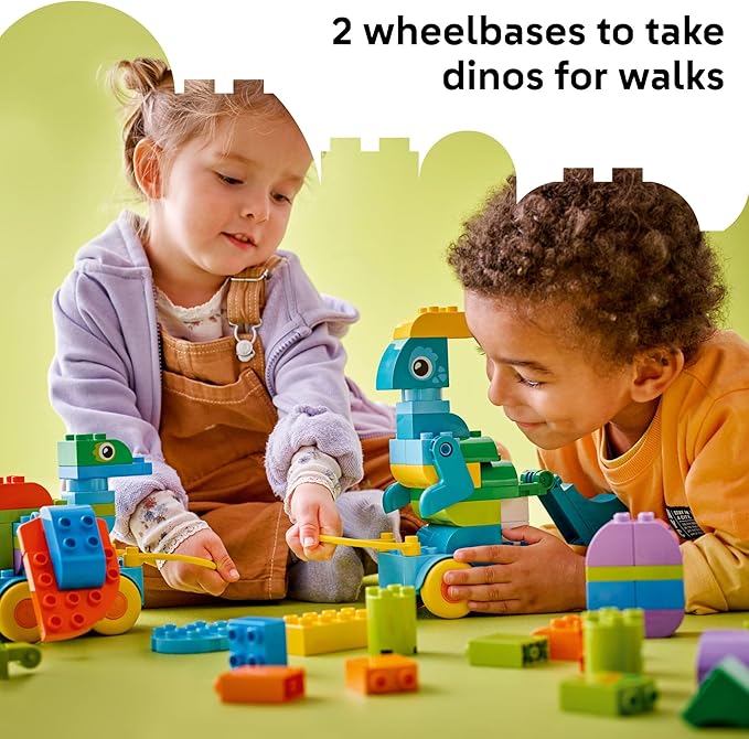 LEGO DUPLO Town 3 in 1 Dinosaurs on Wheels Learning Toy for Toddler Boys &amp Girls Ages 3+ - Building &amp Education Play Set Teaches Problem-Solving Skills Through Play - Preschool Gift Idea - 10