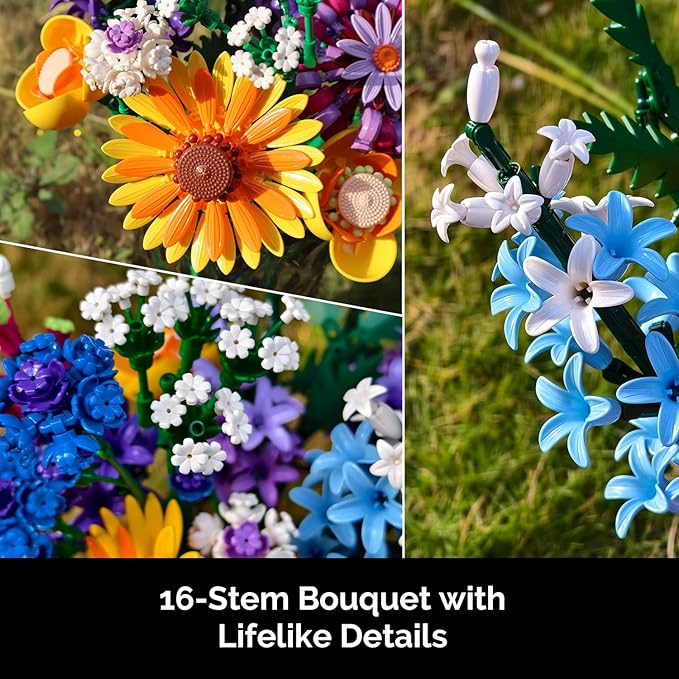 Sunflower Building Blocks Set (1183PCS) - Lego Compatible Flowers for Adults Home Decor for Women &amp Teen Girls Making It an Ideal Gift for Valentine's Day &amp Mother's Day.