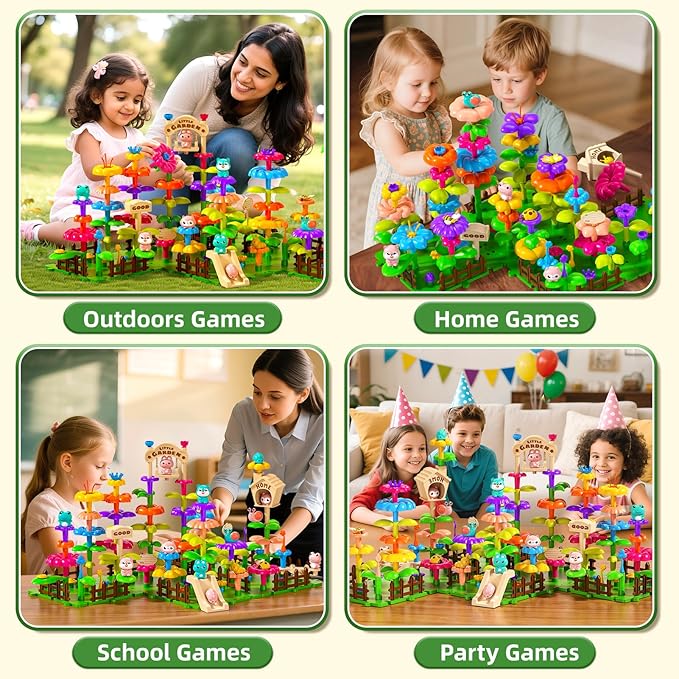 145 Pcs Toys for 3 Year Old GirlToddler Gardening Set Flower Garden Toy Girls Building Sets Best Educational Learning Fine DIY Crafts Stem Construction Stacking Kitfor 3 4 5 6 7 Years Kids