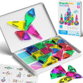 42PCS Mini Magnetic Tiles Travel Set with Iron Storage Box - Portable STEM Building Blocks for Kids 3-8 Montessori Educational Magnet Toys for Airplane Car Rides &amp On-The-Go Play
