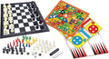 LEXiBOOK 8-in-1 Games Set Chess Checkers Backgammon Chinese Checkers Nine Men's Morris Snakes &amp Ladders Goose Ludo 2-6 Players Ages 6+