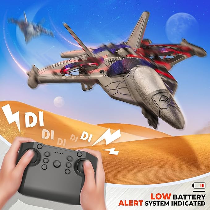 BEZGAR RC Plane | 2.4GHZ Remote Control Airplane RC Helicopter 360° Flip Fighter Jet Toy Toys for ages 8-13 with Colorful LED Navigation Lights Red