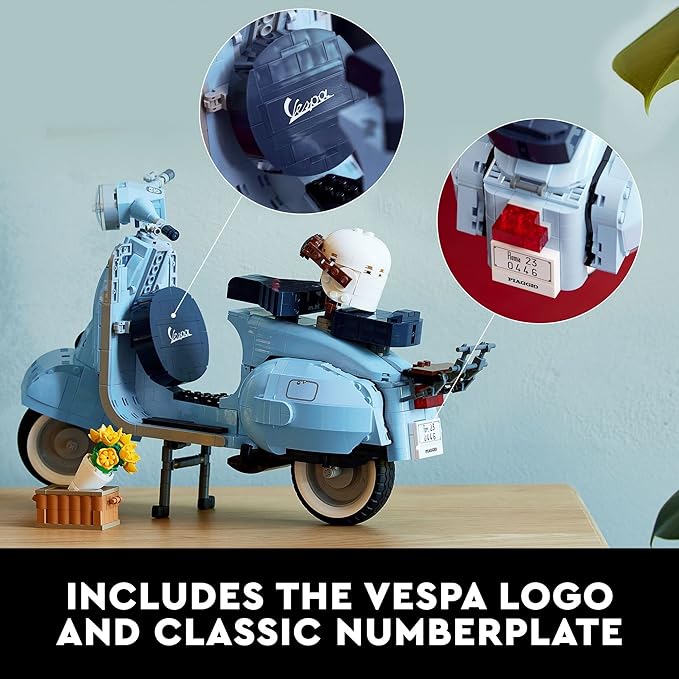 LEGO Icons Vespa 125 Model Building Kit - Vintage Italian Scooter DIY Craft Kit for Adults Ages 18+ - Gift for Birthdays - Includes Kickstand for Easy Display - 10298