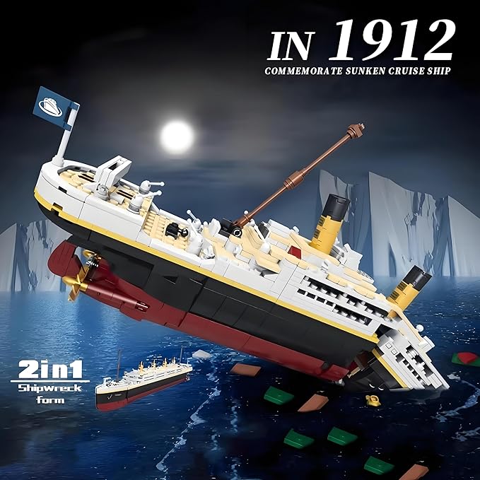 Titanic Model Kit -2022 Pieces Large Titanic Ship Building Blocks Set STEM Educational 3D Puzzle Toys Gifts for Kids and Adults Ideal Collectible Display Architecture for Home&amp Office Decor