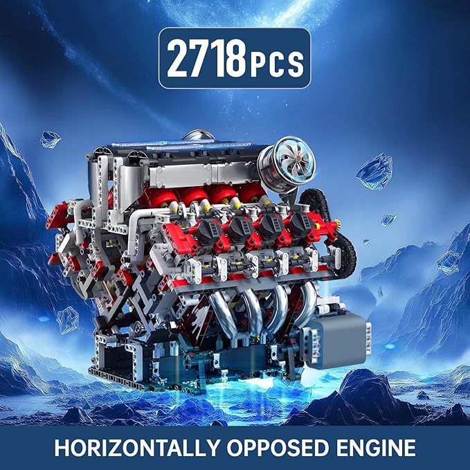 Mould King V8 Engine Toys Building Sets Model Engine Kit for Adults Engine MOC Scale Model with Motor 10130 STEM DIY Building Kits That Works Set for Aged 14+ (2718 Pieces)