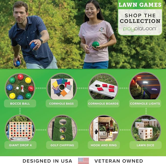 Play Platoon Giant Connect Game Outdoor Join 4 in a Row with Coins Case and Rules - Extra Large Yard Games for Adults and Family - Natural Wood