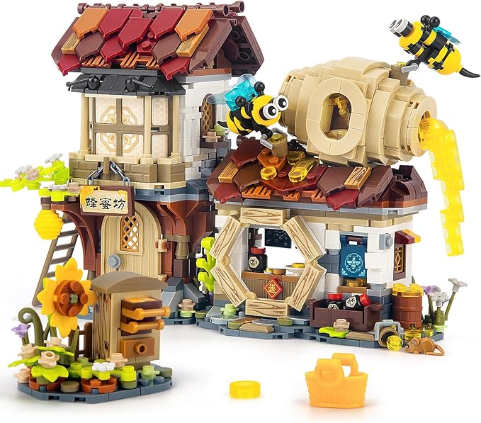 HIGH GODO Honey Workshop Mini Building Set MOC Street View Simulation Architecture Toy Collectible Gifts for Adults Teens Ages 14+ NOT Compatible with Classic Bricks (1242 PCS)