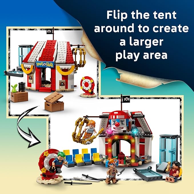 LEGO ONE Piece Buggy The Clown’s Circus Tent Building Blocks - Creative Building Toy for Boys &amp Girls 8+ - 4 Toy Figures &amp Playset for Pretend Play - Gift Idea for Birthdays &amp Anime Fans