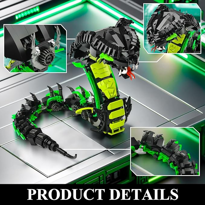 Mechanical Snake Building Sets Creative Snake Animal Collection Toy Adult Home or Office Decor STEM Building Toy Gift for Teens Girl and Boys 8-14 (689PCS)