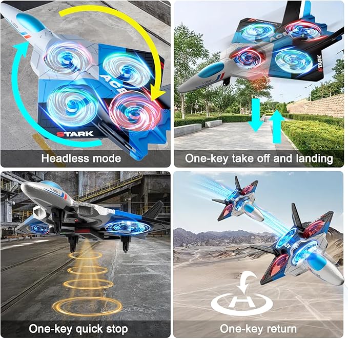 4DRC V39 Foam Remote Control Airplanes RC Planes with CameraRC Airplane Fighter Jet with LightGravity Control Auto-Follow Trajectory FlightOne Key Take Off 2 BatteriesBlue