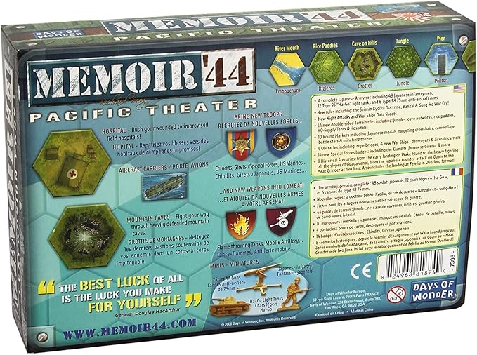 Asmodee Memoir '44 Pacific Theatre Board Game Expansion - Unleash New Frontiers of World War II Battles Strategy Game for Kids &amp Adults Ages 8+ 2 Players 30-60 Minute Playtime