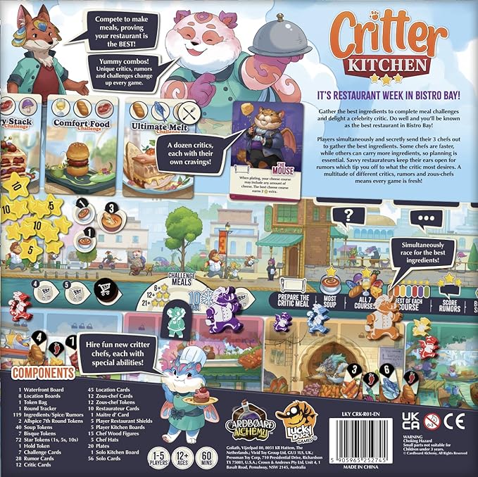 Lucky Duck Games Critter Kitchen | Strategy Game | Chefs Compete for a Restaurant Critic | 1-5 Players Ages 12+