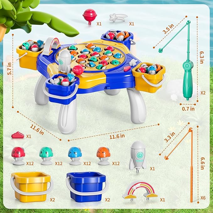 Magnetic Fishing Game for Kids Toddlers 3-5 70 pcs Fishing Toys for Kids Toddlers 3-5 Fishing Table Toys Board Game Birthday Gifts for 3 4 5 6 7 8 Years Old Toddler Kid