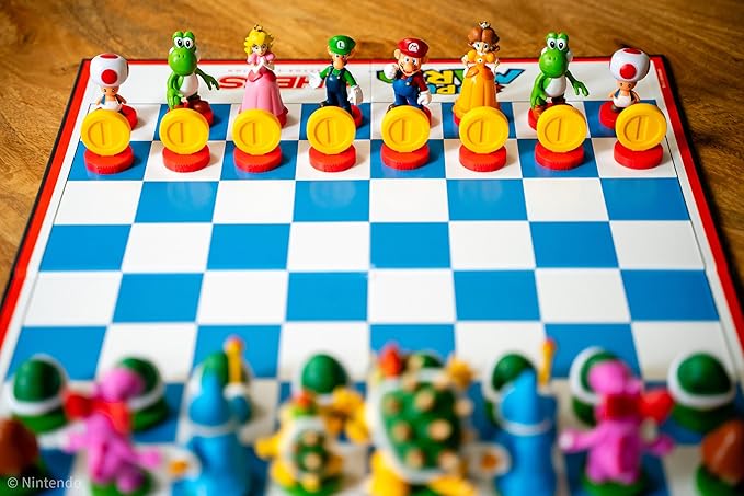Super Mario Chess Set 32 Custom Sculpt Game Pieces Including Iconic Characters: Mario Luigi Peach Toad Bowser Super Mario Themed Chess Game