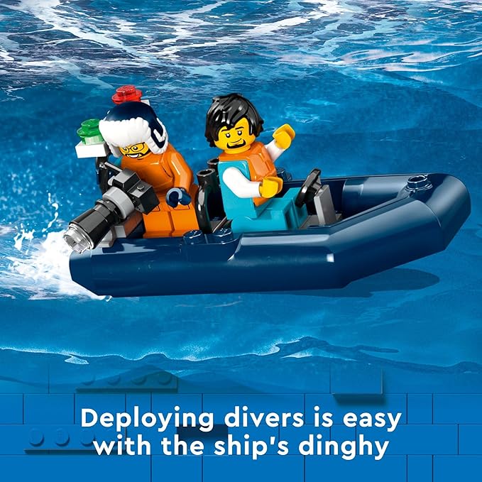 LEGO City Arctic Explorer Ship 60368 Building Toy Set Fun Toy Gift for 7 Year Old Boys and Girls with a Floatable Boat Helicopter Dinghy ROV Sub Viking Shipwreck 7 Minifigures and an Orca