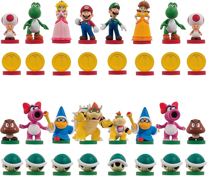 Super Mario Chess Set 32 Custom Sculpt Game Pieces Including Iconic Characters: Mario Luigi Peach Toad Bowser Super Mario Themed Chess Game