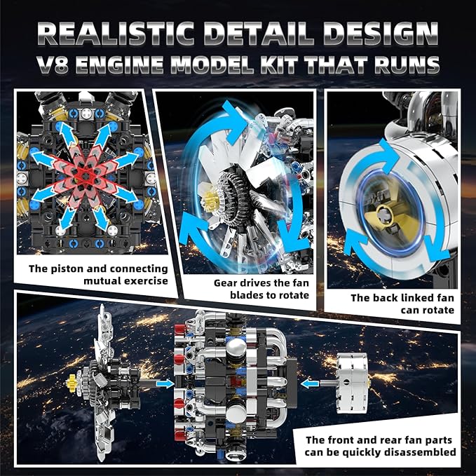 Turbojet Engine Building Set Aircraft Engine Model kit That Run Build Your Own Mini Aircraft Model Engine Kit with Motor STEM Mechanical Physical Science Educational Toys for Kids Adults (558 PCS)