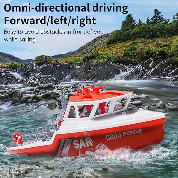 RC Jet Boat Remote Control Boat Port Tugboat Watercraft 8km/h 1/12 Scale 2.4Ghz 4CH for 14y+ Beginners on Lake Pool RTR/Black